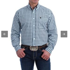 2X Cinch Button down Shirt- Blue NWT